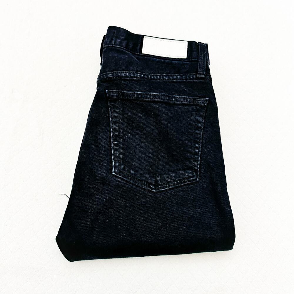 Re/Done Original High Rise Button Fly Black Denim Jean Raw Hem 7213WHRAC Size 27